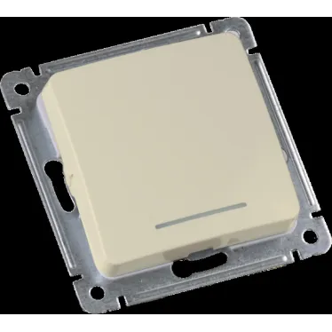 MASTER Переключатель одноклавишный с индикацией, скрытой установки, в рамку, слоновая кость