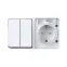 AtlasDesign Profi54 О/У БЛОК: розетка с заземлением со шторками 16А 250B, выключатель двухклавишный IP54 10А, БЕЛЫЙ, Россия