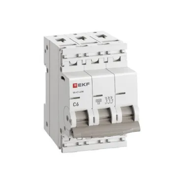 Выключатель автоматический трёхполюсный 6А (C) 6кА ВА 47-63N PROxima| M636306C | EKF