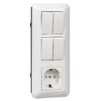 Прима С/У БЛОК: розетка с заземлением + выключатель двухклавишный + выключатель двухклавишный белый