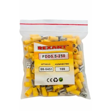 Клемма плоская изолир РПи-м 6.0-(6.3) РпИм 5,5-6-0,5 гнездо 7.4 мм 4-6 кв мм, REXANT