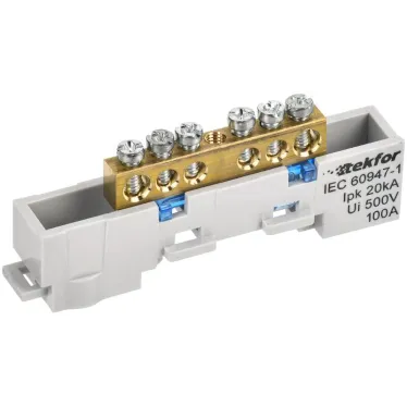 TEKFOR Шина N ноль неизолированная на универсальном держателе 6х9-4-С IEK