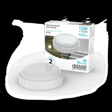 Светильник светодиодный ДБП 12 Вт 940 лм 4000К AC 220В Белый IP65 круг D140х48мм Пластик ЖКХ Elementary Gauss