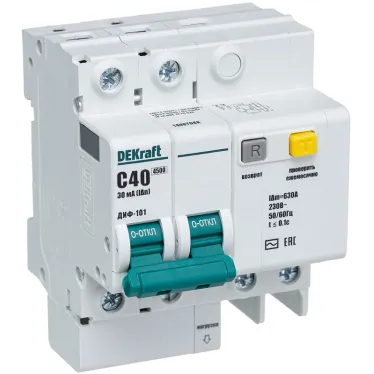 Выключатель автоматический дифференциальный (АВДТ) 2п 40А 30мА тип AC С 4.5кА ДИФ-101
