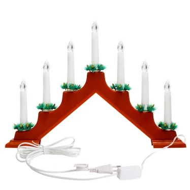 Новогодняя горка 7 свечек, цвет корпуса: Красный, цвет свечения: ТЕПЛЫЙ БЕЛЫЙ | 501-082 | NEON-NIGHT