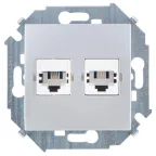 Розетка телефонная двойная RJ11, винтовой зажим, алюминий