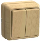 ОКТАВА Выключатель двухклавишный наружный сосна 10А