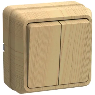 ОКТАВА Выключатель двухклавишный наружный сосна 10А