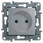 ETIKA Розетка без заземления со шторками алюминий винтовые зажимы