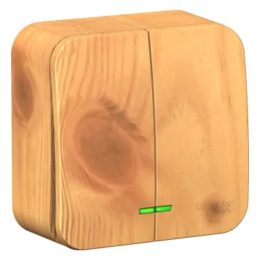 BLANCA двухклавишный выключатель наружный (cх.5), 10A, 250B, ясень