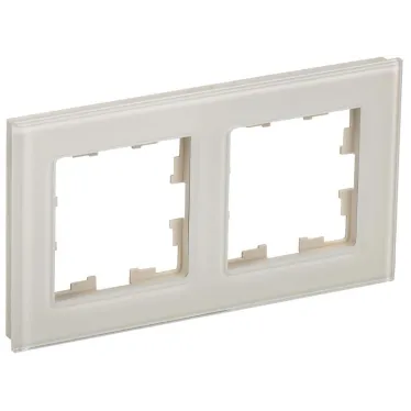 BRITE Рамка 2 поста РУ-2-2-БрВа стекло ванильный