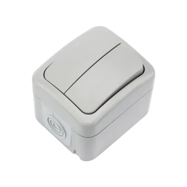 Выключатель двухклавишный Mini OG IP54, о/у, серый