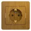 GLOSSA Розетка с заземлением дуб в сборе