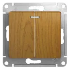 GLOSSA Выключатель двухклавишный с подсветкой сх.5а дуб в рамку