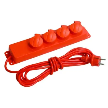 Удлинитель У04В 4 места с защитными крышками IP44