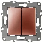 Переключатель двойной, 10АХ-250В, Эра12, медь,12-1106-14