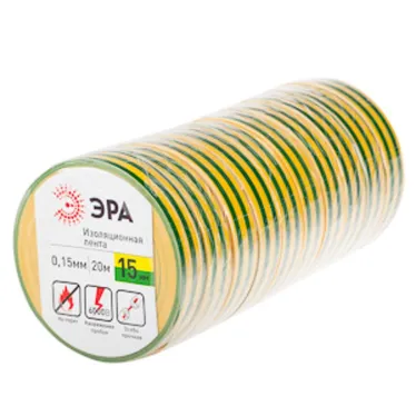 Изолента ПВХ 15мм*20м желто-зеленая (10/200/8000)
