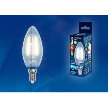 Лампа светодиодная LED 6вт 200-250В свеча матовое 500Лм Е14 3000К Sky филамент