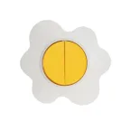 Выключатель двухклавишный KRANZ HAPPY Яичница скрытой установки, желтый/белый