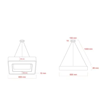 Светильник LED Geometria Quadro SPO-161-W-40K-060 60Вт 4000К 5500Лм IP40 600х80 белый подвесной драйвер внутри