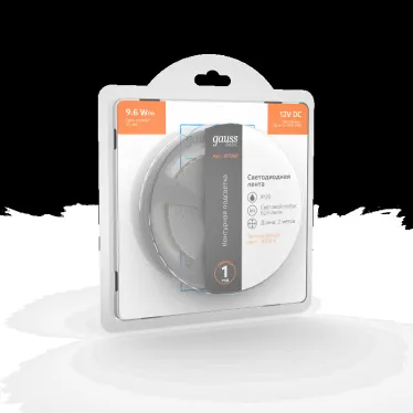 Лента светодиодная LED 2835/120-SMD 9.6 Вт/м 624 лм/м 3000К DC 12В IP20 8мм (блистер 2м) Basic Gauss