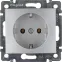 VALENA Розетка с заземлением в рамку алюминий