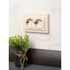 Розетка двухместная СП с заземлением 16А бежевый с защитными шторками Минск