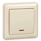 Выключатель одноклавишный, с подсветкой, 10АХ, в сборе, слоновая кость