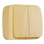 Выключатель двухклавишный ОП Минск 10А светлое дерево