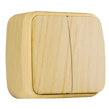 Выключатель двухклавишный ОП Минск 10А светлое дерево