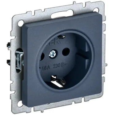 BRITE Розетка с заземлением с защитными шторками 16А РС14-1-0-БрМ маренго