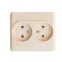 ЭТЮД Розетка двойная скрытая без заземления без шторок бежевая