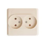 ЭТЮД Розетка двойная скрытая без заземления без шторок бежевая