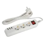 Удлинитель электрический U-3es-1,5m-USB c заземлением с выключателем 3 розетки + 3xUSBA 1,5м 10А