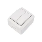 Выключатель двухклавишный INDUSTRIAL IP54, о/у, белый