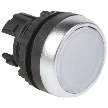 Головка кнопки с потайным толкателем, цвет белый с подсветкой