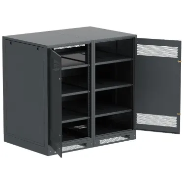 Шкаф LINEA B (пустой) 1350х1400х950мм двустворчатая металлическая дверь черный