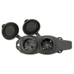 Розетка двухместная с защитными крышками каучуковая 230В 2P+PE 16A IP44 PROxima