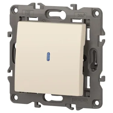 Выключатель с подсветкой, 10АХ-250В, Эра Elegance, сл.кость,14-1102-02