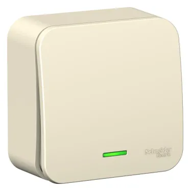 BLANCA одноклавишный выключатель наружный (cх.1) с подсвет, 6а, 250в, молочный