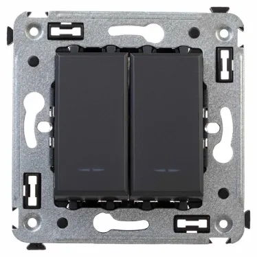 Avanti Выключатель двухклавишный в стену Черный матовый