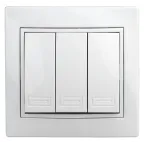 Выключатель Intro Plano 1-106-01 тройной, 10А-250В, IP20, СУ, Plano, белый