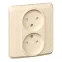 ЭТЮД Розетка двойная скрытая без заземления со шторками бежевая