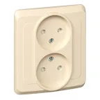 ЭТЮД Розетка двойная скрытая без заземления со шторками бежевая
