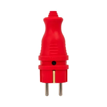 Вилка красная каучуковая прямая 230В 2P+PE 16A IP44 PRO