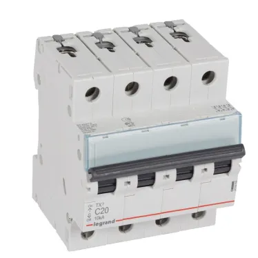 Выключатель автоматический четырехполюсный 20А C TX3 6кА/10кА