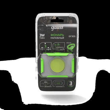 Фонарь светодиодный налобный 3 Вт 150 лм Черный IP33 на батарейках 3xААА GFL Gauss