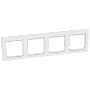 VALENA Рамка 4 поста горизонтальная белый/кристалл