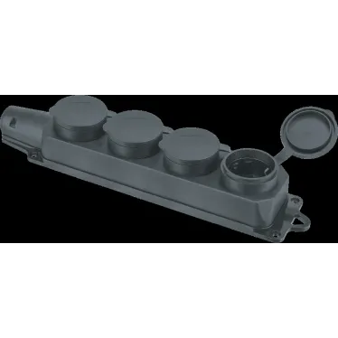 Колодка Navigator 61 373 NCA-BLR2-04-16A-E-IP44-BL 4гн с/з каучук черная