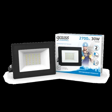 Прожектор светодиодный ДО 30 Вт 2700 лм 6500К AC 220В IP65 126х136х30мм Elementary G2 Gauss